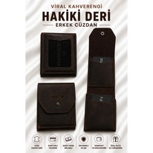 Rawezon %100 Hakiki Deri Viral Kahverengi Siyah Hediye Kutulu Kartlıklı ve Kağıt Para Bölmeli Cüzdan