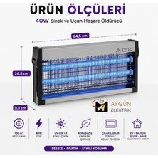 Aygün Elektrik Ack AG45-04000 40W Yüksek Güçlü Elektrikli Sinek ve Uçan Haşere Öldürücü - 100M²
