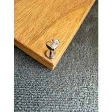 Zadenza Gold 316 L Cerrahi Çelik  Kalp Damla Zirkon 6x1.2mm Çelik Labret Piercing