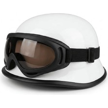 Mts M20 Nazi Tipi Yarım Kask (Gözlüklü) - Beyaz