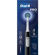 1001 Oral-B Pro Serisi 1 Siyah Elektrikli Diş Fırçası, 1 Diş Fırçası Başlığı, Braun Tasarım�
