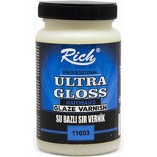 Rich Professional Ultra Gloss Waterbased Glaze Varnish Su Bazlı Sır Vernik, 250 Ml, Şeffaf