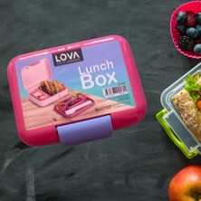 Lova Bölmeli Beslenme Kutusu, Çocuk Kahvaltı Saklama Kabı,okul Piknik Yiyecek Koyma Çantası (Pembe)