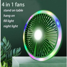 Bychie Masa Fanı Kişisel Fan USB ile Çalışan Taşınabilir Fan, 3 Hız Kademeli Renkli LED Ortam Işığı Beyaz