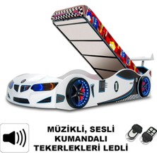 İnegöl'den Eve Gt1 - Bazalı Arabalı Yatak Araba Karyola, Araba Yatak - Full Ledli, Kumandalı ve Bazalı