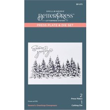 Spellbinders Season's Greetings Evergreens Pres Plakası, Metal