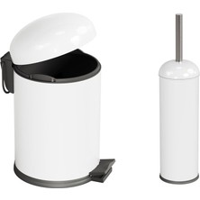 Aqua Bagno Smile Klozet Fırçası + Çöp Kovası 5 Lt -2 Parça Set, Beyaz / 35.20.89.01.04