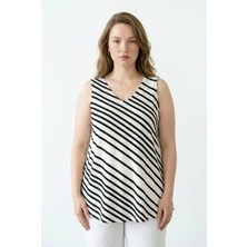Stil Diva Çizgili Kolsuz T-Shirt