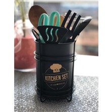 Evefix Tezgah Üstü Standlı Dekoratif Siyah Metal Kaşıklık