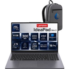 Lenovo Ideapad Slim 3 16IRH10 Intel Core I7-13620H 8 GB Ddr5 Ram 4 Tb Nvme SSD Intel UHD Graphics Windows 11 Pro 16" Wuxga IPS (1920×1200) Notebook Dizüstü Bilgisayar 83K2001WTRRNP04 + Çanta