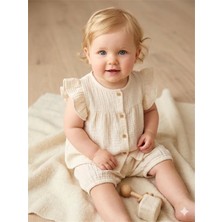 Tiffany Baby Kız Bebek Glow Theme Müslin Fırfırlı Tişört Bej 21138