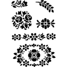 Cadence Çiçek Stencil (Şablon) A4 Beyaz Tek Ebat