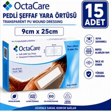 Octacare Su Geçirmez Pedli Şeffaf Pu Film Steril Yara Örtüsü 9 cm × 25 cm (15 Adet)