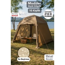 Fischer 10 Kişilik Şişme Çadır - Oxford 210D Su Geçirmez Kumaş Şişirme Aparatlı Sahil Kamp Çadırı 290X290X245