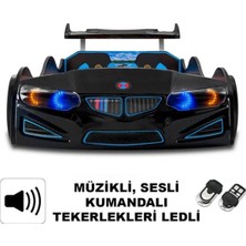 İnegöl'den Eve Bmw - M7 - Siyah Arabalı Yatak, Kumandalı, Işıklı, Sesli