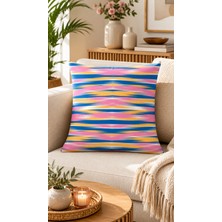 Elvoran Joy Renk Geçişli Çizgi Desenli Çift Taraf Baskılı Dekoratif Kırlent Kılıfı 43X43 cm – Modern Soyut Tasarım
