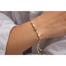 Çelik Ayarlanabilir Zirkon Gold Bileklik