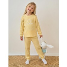 Mini Damla Minidamla Gülen Yüz Baskılı 1-7 Yaş Pijama Takımı - Sarı