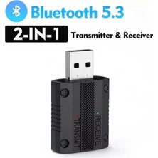 Tastech W15 Bluetooth 5.3 Aux Adaptör USB Dongle 2'si 1 Arada Araç Ses Verici Alıcı