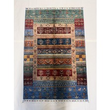 El Dokuma Afgan Halı Gebbeh Desenli Bordo Renk Kök Boya 101 x 149 cm