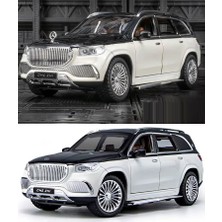 Oyuncak Sahili Mercedes Benz Tarz GLS600 Maybach Jip Diecast 1.24 Koleksiyon Metal Araba 6 Kapı Bagaj Kaput Açılır Siyahbeyaz Çiftrenk
