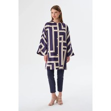 Gusto Labirent Desen Kaftan - Lacivert