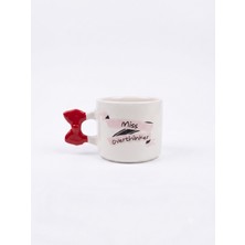 Palto Tasarım Miss Overthinker El Yapımı Krem Parlak Kurdele Kulp Kupa - El Işçiliği Hediyelik Kupa Bardak Mug
