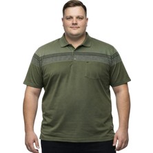 Battal Moda Erkek Büyük Beden Melanj Haki Polo Yaka Kısa Kollu Stream Tişört 3xl-4xl-5xl-6xl