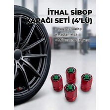 Aksefuar Lazer Skoda ile Uyumlu Logolu Alüminyum Kırmızı Altıgen Sibop Kapak Seti