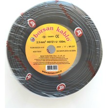 Borsan 2.5 mm Nya Hf Bakır Kablo Siyah 100 Metre (Tek Damar Sert)(Halogen Free)