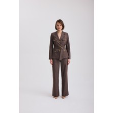 Gold Düğmeli Denim Görünümlü Takım. EL-2801