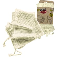 York File Torba 3'lü Set Sebze Torbası, Meyve Torbası, Tekrar Kullanılabilir Alışveriş Filesi, Pamuk, Meyve Filesi, File Çanta, 30 x 35 cm – 25 x 30 cm – 18 x 23 Cm, Eco Natural, Beyaz