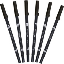 Tombow ABT-N15 – 6p Keçeli Dual Brush Pen ile Iki Uç, [6 Adet] Siyah