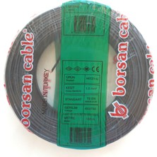 Borsan 1.5 mm Nya Hf Bakır Kablo Siyah 100 Metre (Tek Damar Sert)(Halogen Free)