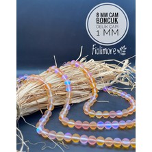 FioliMore 8 mm Ab Kaplama Cam Boncuk (1 Dizi 40 Adet) Yanar Döner Gökkuşağı Renk Tespih Takı Tasarım Boncuğu