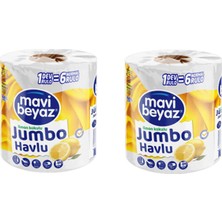Mavi Beyaz Jumbo Dev Havlu Limon Kokulu - 1 Rulo (6 Standart Ruloya Eşdeğer) - Ekstra Emici Kağıt Havlu - 2 Adet