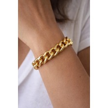 Kalın Zincirli Cadena Gold Bileklik