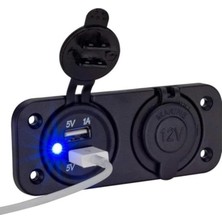 Çift USB Araç Şarj Soketi ve Çakmaklık 2.1A/1A - 12 V Marin ve Karavan