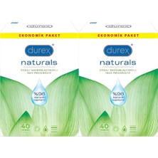 Durex Naturals Doğal Kayganlaştırıcılı Prezervatif 40 Lı x 2 Adet