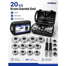 Ckspor Luxury 20 kg Krom Dambıl Seti Çantalı Döküm Plaka Ayarlanabilir Ağırlık Seti