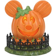 Department 56 Disney Village Cadılar Bayramı Aksesuarları Pumpkintown Mickey Mouse Town Center Işıklı Heykelcik, 10 Cm, Çok Renkli