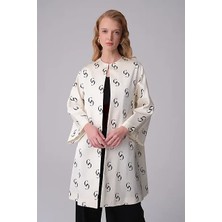 Gusto Monogram Saten Kaftan - Ekru