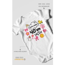 Morivo Kids Uçtu Uçtu 40\'ım Uçtu Kısa Kollu Bebek Body %100 Pamuk