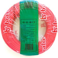 Borsan 1.5 mm Nya Hf Bakır Kablo Kırmızı 100 Metre (Tek Damar Sert)(Halogen Free)