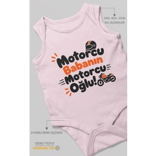Morivo Kids Motorcu Babanın Motorcu Oğlu Sıfır Kol Bebek Zıbını %100 Pamuk