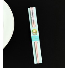 Desenli Metal Chopstick (Pembe)