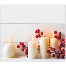 Decorita 10001507008 Beyaz Mum Desen Cam Ocak Arkası Koruyucusu, 49,5cm x 76CM