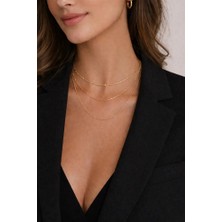 Kadın Üçlü Zincir Kolye Gold Kaplama Katmanlı Kolye Choker Uzun Çoklu Kolye