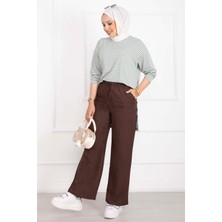MDS Beli Lastikli Keten Pantolon Kahve