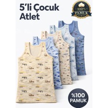 Jhena 5 Adet %100 Pamuk Asorti Renk Erkek Çocuk Atlet, Penye Çocuk Atlet, Erkek Çocuk Günlü Pamuklu Atlet